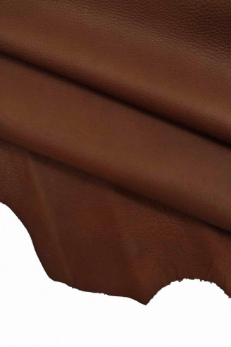 FULL grain brown lambskin Italian leather- Top Quality sheepskin nappa hide -soft grain textured skin-soft leather