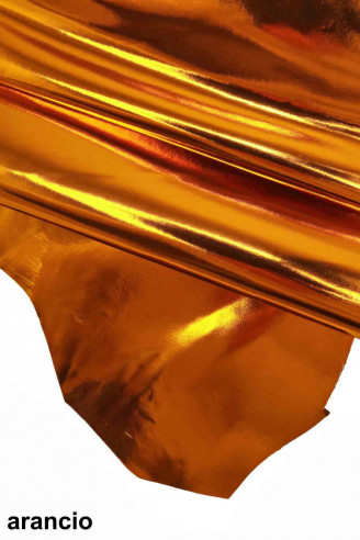 Fuchsia/yellow/orange mirror metallic leather hides smooth goatskins stiff genuine leather skins for crafting