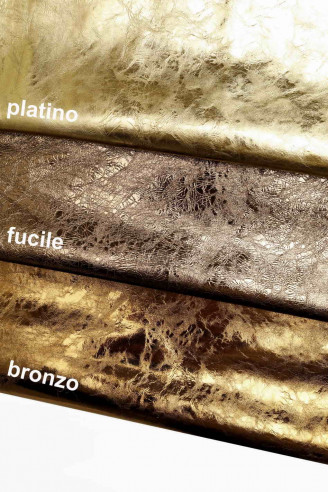 Gunmetal/bronze/platinum metallic leather hides goatskin wrinkled shiny goat soft distressed genuine italian skins