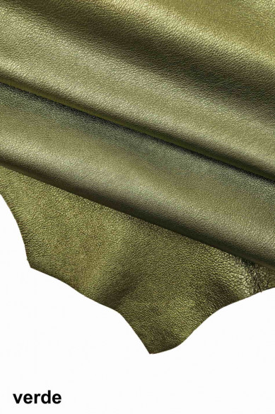 Orange/blue leather hide lamb metallic grainy wrinkled lambskin chocolate paper effect sheepskin vintage genuine italian skin