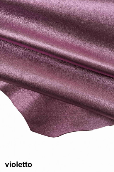 Orange/blue leather hide lamb metallic grainy wrinkled lambskin chocolate paper effect sheepskin vintage genuine italian skin