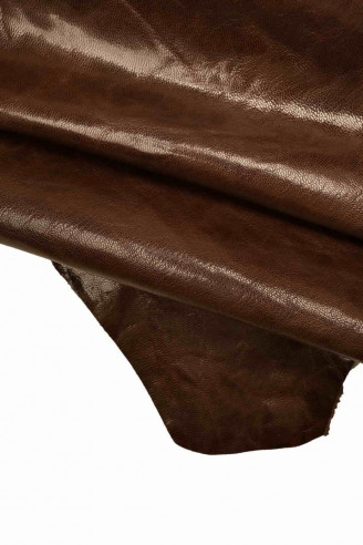 Italian leather, brown col. goat with wrinkled effect, glossy, soft, vintage-sporty look, size 26 x 17 inches  B11928-VT