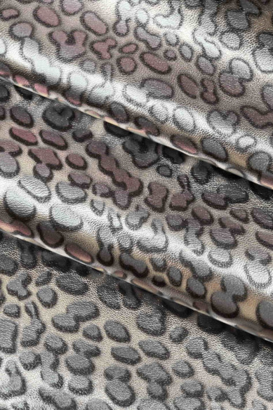 LEOPARD PRINTED italian leather suede metallic hide black /lilac/blue spotted  print metallic cheetah patterned