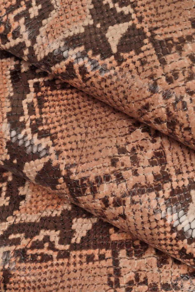 PELLE di PITONE stampato, vitello stampa rettile rosa/testa di moro testa di moro, pellame lucido classico per borse