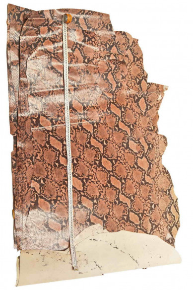 PELLE di PITONE stampato, vitello stampa rettile rosa/testa di moro testa di moro, pellame lucido classico per borse