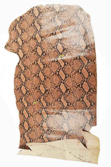 PELLE di PITONE stampato, vitello stampa rettile rosa/testa di moro testa di moro, pellame lucido classico per borse