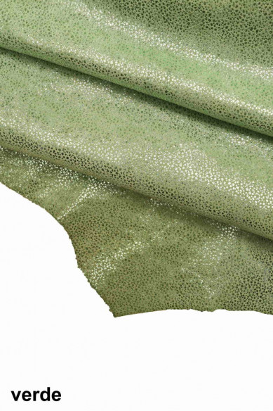 PELLE STAMPATA , camoscio laminato con stampa micro pallini, pellame morbido, pelle italiana per artigianato