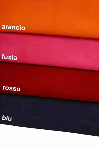 SUEDE orange/fuchsia/red/blu leather hide, super softskins and silky goatskin good writing temp suede  available
