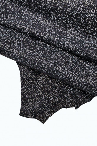 Genuine leather hide goatskin blue goat suede grey/white/black geometrical abstract textured print italian skins