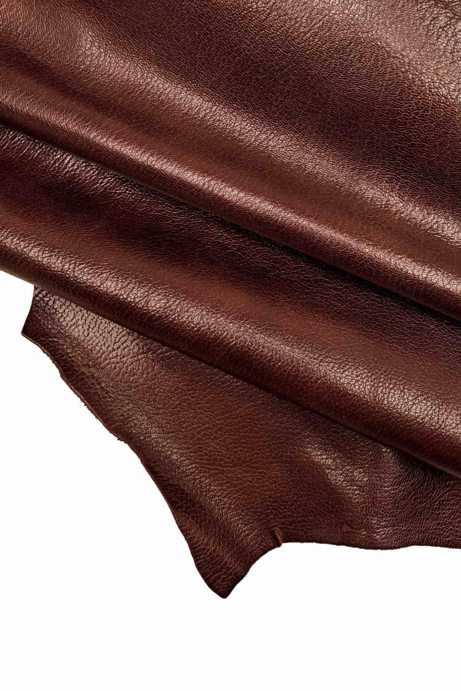 Genuine leather goat skin pearlized burgundy pebble deer grain goatskin