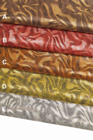 ZEBRA printed leather skin -metallic printed python snake hide textured abstract zebra-goatskin patterned skin