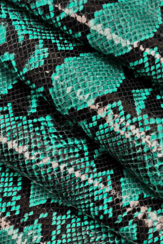 SNAKE EMBOSSED leather shide-green scale print python pattern-realistic  reptile print skin*
