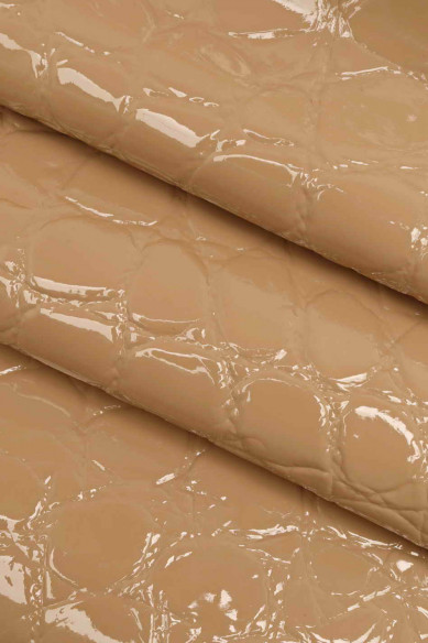 PELLAME COCCO vitello verniciato tinta unita con stampa cocco, lucido, un po' rigido, 3 colori disp