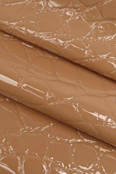 Genuine leather hide beige/fresh pink/taupe patent calf croc embossed cowhide crocodile print cowhide cow italian skins