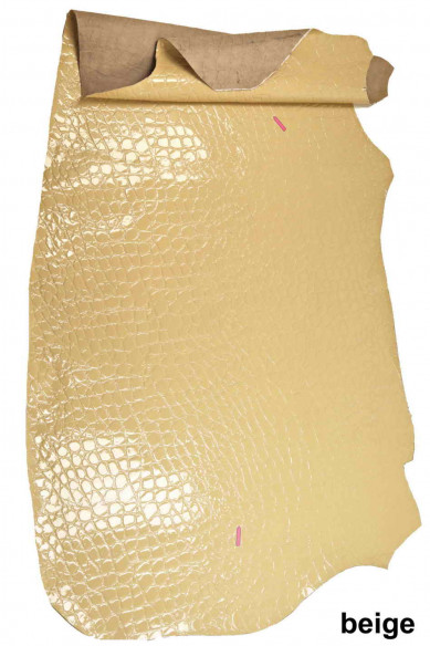 PELLAME COCCO vitello verniciato tinta unita con stampa cocco, lucido, un po' rigido, 3 colori disp