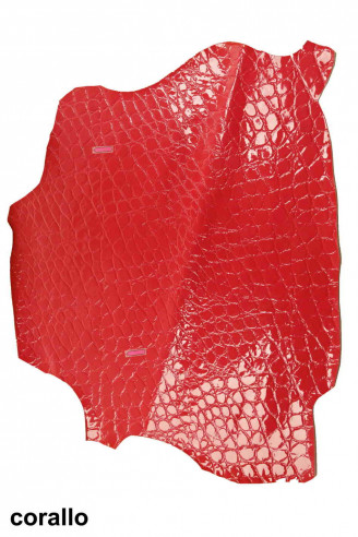 EMBOSSED CROC hide coral  leather...