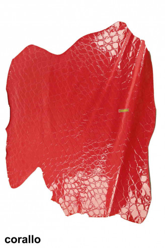 EMBOSSED CROC hide coral  leather...