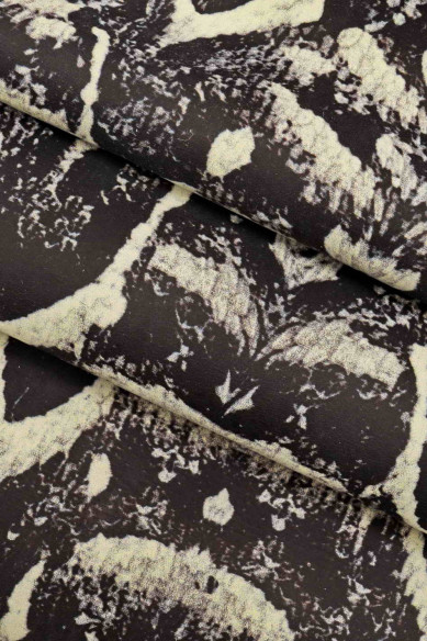 PELLE STAMPA pitone astratta beige e grigio /nero-pellame stampato rettile --vitello fantasia serpente
