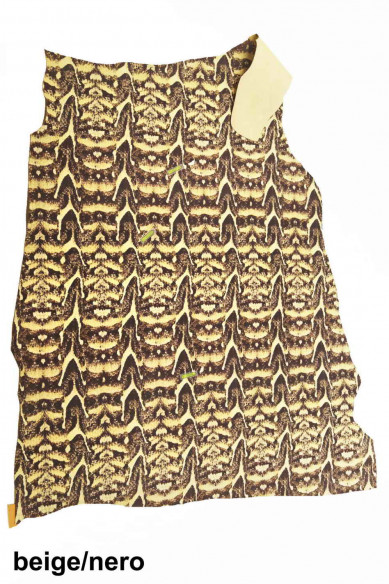 PELLE STAMPA pitone astratta beige e grigio /nero-pellame stampato rettile --vitello fantasia serpente