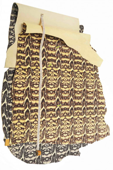 PELLE STAMPA pitone astratta beige e grigio /nero-pellame stampato rettile --vitello fantasia serpente