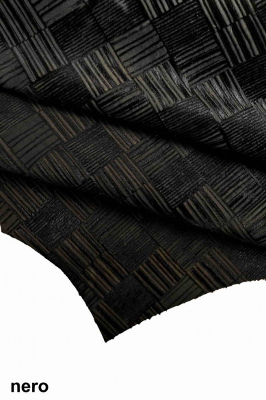 PELLE di CAVALLINO stampa geometrica pellame di cavallino stampa quadrati con righe, molto morbido, look sportivo