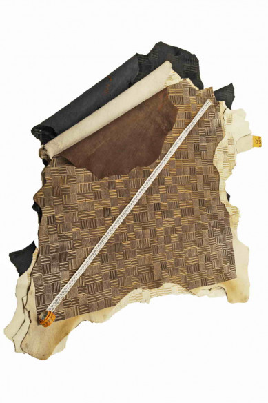 PELLE di CAVALLINO stampa geometrica pellame di cavallino stampa quadrati con righe, molto morbido, look sportivo