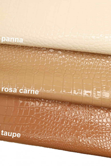 CROCODILE PRINT hide calfskin cream pink taupe patent lacquer calf croc embossed cowhide croc print cow stiff italian skins