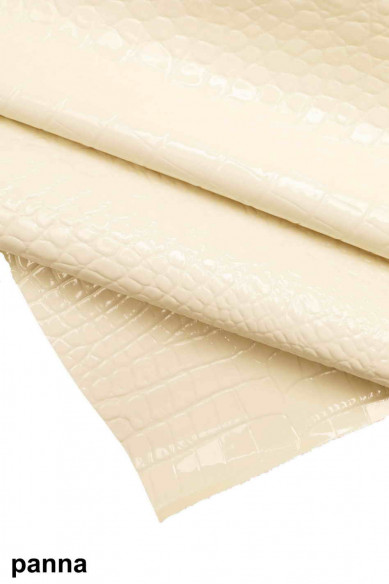 CROCODILE PRINT hide calfskin cream pink taupe patent lacquer calf croc embossed cowhide croc print cow stiff italian skins
