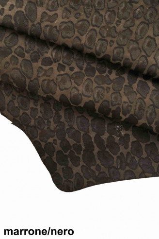 Leopard print hides - cheetah animal printed leather - camel brown vintage textured  skins