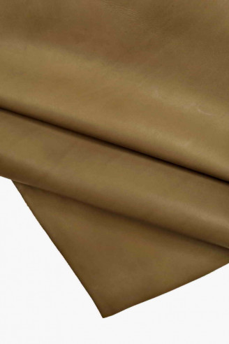 Italian leather, smooth mud-colored half calfskin, with slightly visible veins, semi-glossy, rigid, natural