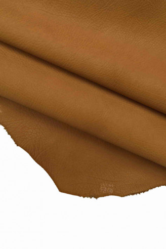 CHESTNUT pebble leather, grain  printed hide, vintage matte, Italian Goatskin  grainy textured rubber Goat Leather