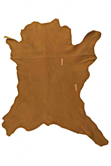 PELLE OPACA vintage, capra gommata colore marrone, pellame con grana stampata per artigiani, vera pelle italiana