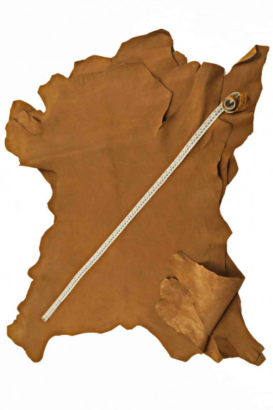 PELLE OPACA vintage, capra gommata colore marrone, pellame con grana stampata per artigiani, vera pelle italiana