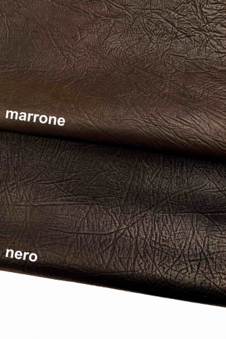 Italian leather, goat with imitation bark print, very soft and rubbery, semi-glossy, 2 colors available