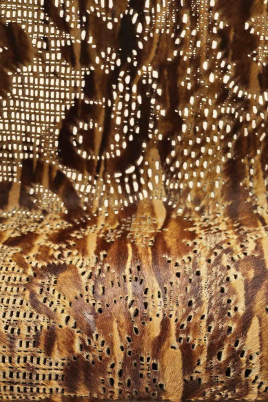 BROWN/BEIGE/CREAM Hair on italian leather hides calfskin calf skin cowhide perforated engraved lasered strips skins