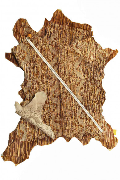 BROWN/BEIGE/CREAM Hair on italian leather hides calfskin calf skin cowhide perforated engraved lasered strips skins