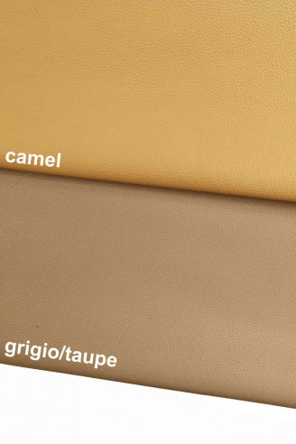 PELLE pieno fiore colore camel, grana...