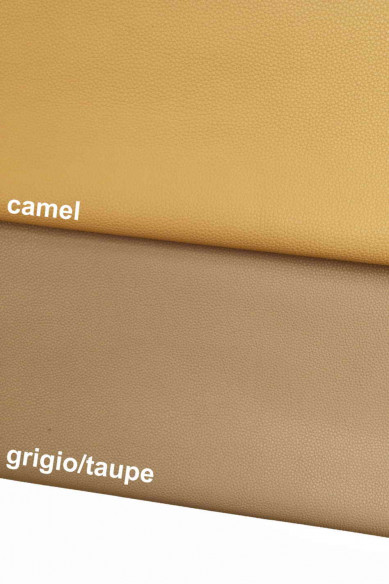 FULL GRAIN grey taupe pebble leather hide, grain printed cow, camel genuine Italian grainy embossed printed calfskin