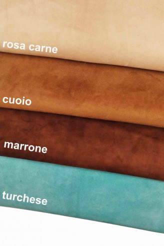SUEDE calfskin leather pink/brown/turquoise colors soft quality velour leather for bags calf