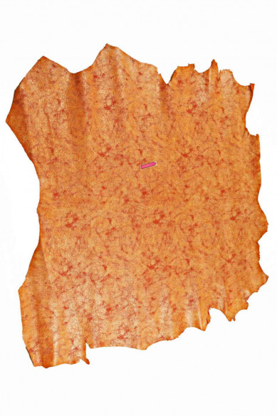 PELLAME STAMPA craquele' camoscio arancio scuro con lamina arancio chiaro look vintage, lucido
