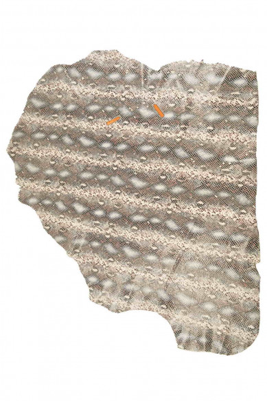 PELLE di PITONE stampato capra fondo bianco con stampa squametta e disegno pitone nero/viola/azzurro, lucida