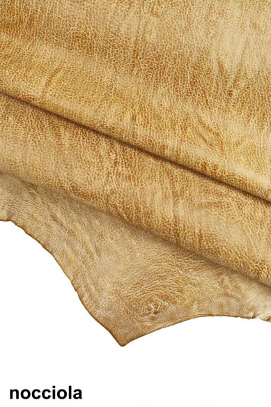 RUSTIC distressed Italian leather skins, brown hazelnut vintage matte goatskin- wrinkled grain hide-soft leather