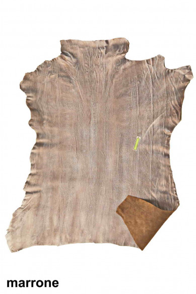 RUSTIC distressed Italian leather skins, brown hazelnut vintage matte goatskin- wrinkled grain hide-soft leather