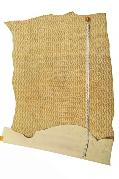 Pelle con stampa RAZZA col. beige/nero, semi-lucido, pellame disegno astratto morbidezza media, misura 113x79 cm