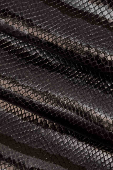 PELLE di pitone stampato blu/nero con disegno righe perlato -pellame italiano stampa serpente -rettile fantasia