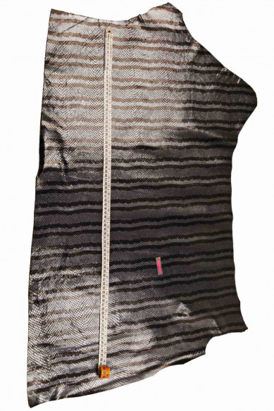 PELLE di pitone stampato blu/nero con disegno righe perlato -pellame italiano stampa serpente -rettile fantasia
