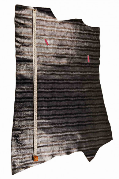 PELLE di pitone stampato blu/nero con disegno righe perlato -pellame italiano stampa serpente -rettile fantasia