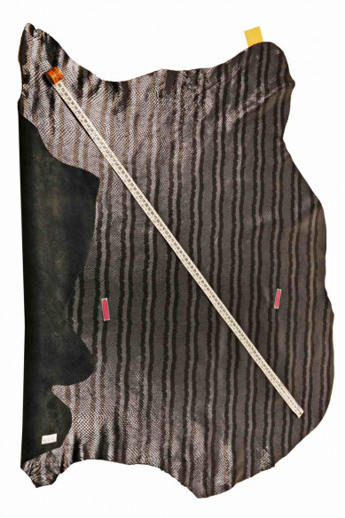 BLUE/black PYTHON, genuine leather hide goatskin, stripes textured goat, embossed scales, pearlized soft italian skin