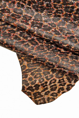 Genuine leather hide calfskin, MULTICOLOR splashed textured calf, black leopard print cowhide embossed hair cow italian skins