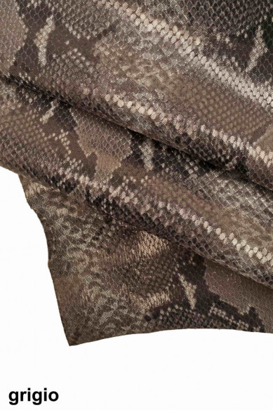 PELLI di PITONE colorato - Pellame di vitello stampa rettile disegno serpente rosso e grigio -laminato
